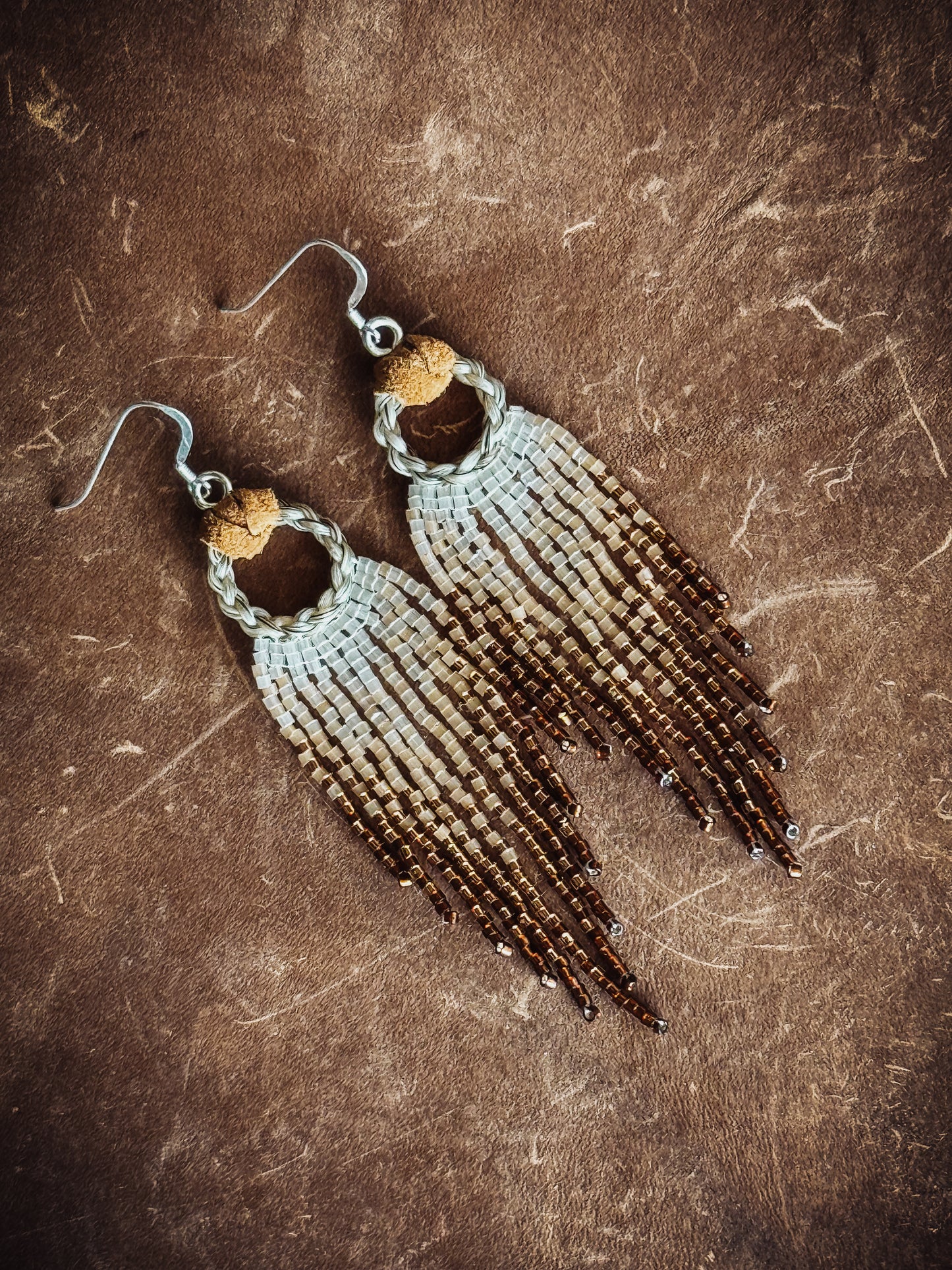 Custom Beaded Horse Hair Earrings