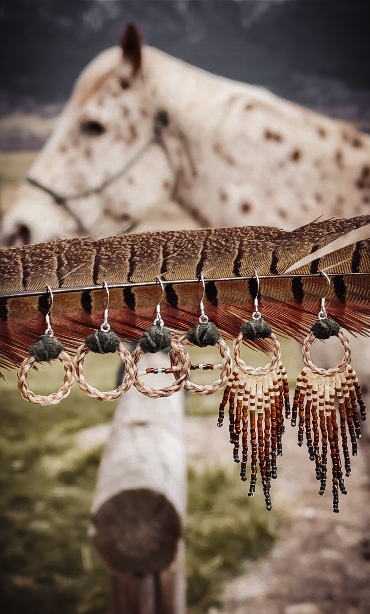 Custom Beaded Horse Hair Earrings