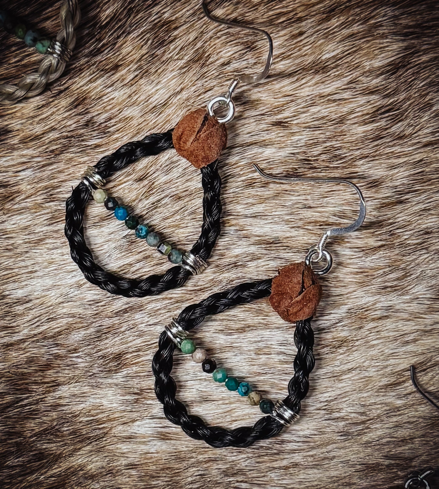 Tear drop Turquoise & Horse hair